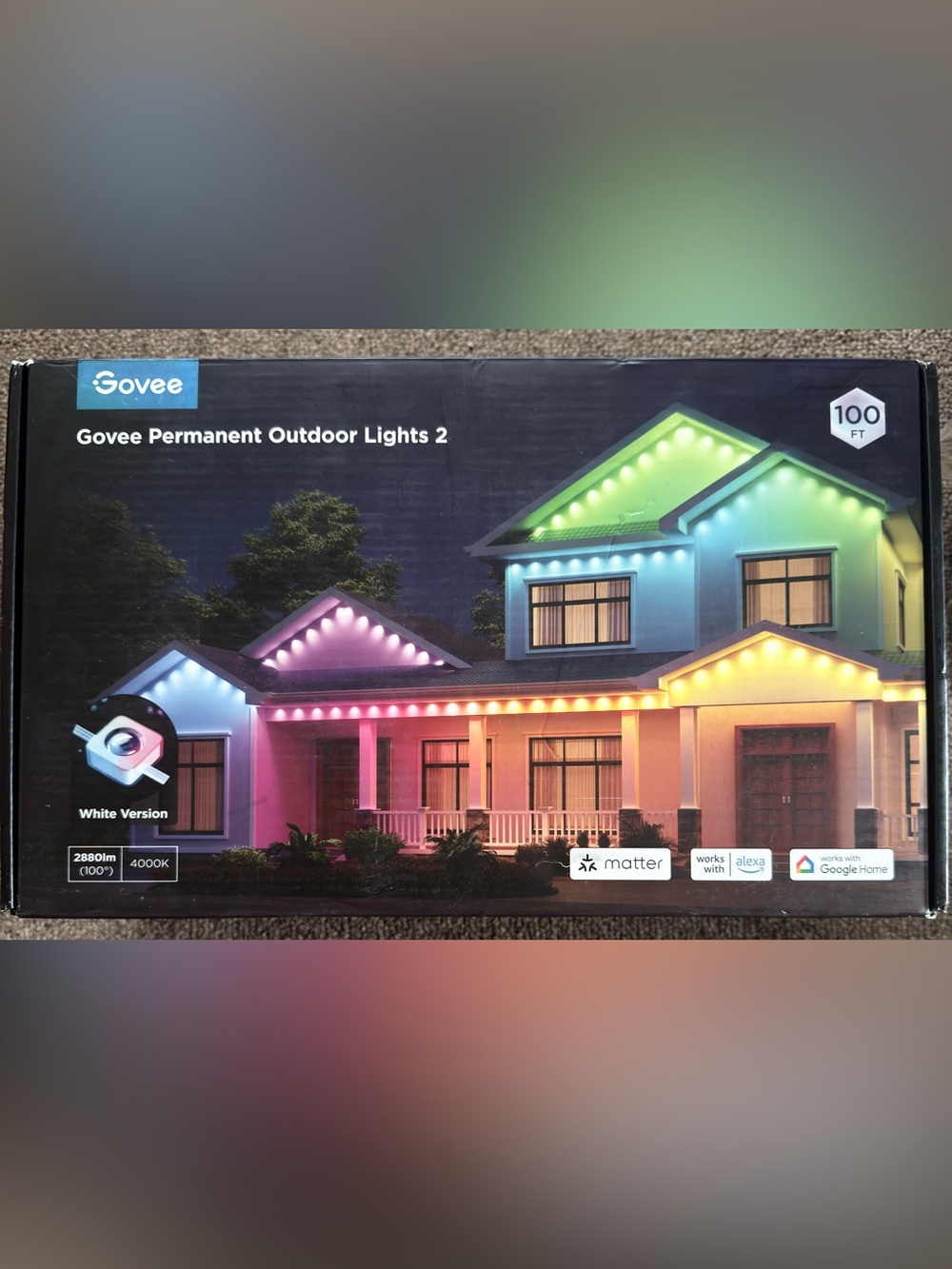 Govee Permanent Outdoor Lights 2 – 100 FT Smart RGBIC White Version – New